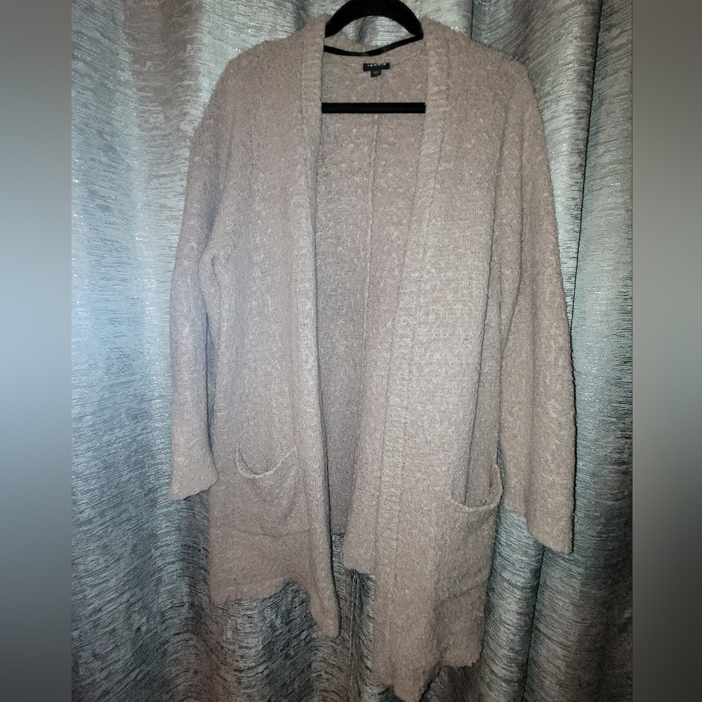 Torrid Womens 3X Beige Cardigan Open Front Tunic Lightweight Stretch Casual